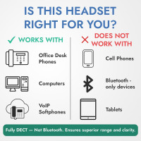 Leitner LH575 2-in-1 Wireless Office Headset with Mic - Computer & Telephone Headset (DECT Headset, not Bluetooth) - 5 Year Warranty - Phone Headsets for Office Phones