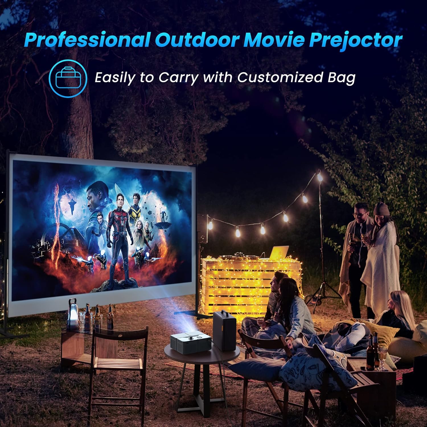 Projector with WiFi and Bluetooth, 5G Mini 1080P/ 4K Support Outdoor Movie Projector, 680 ANSI Ricilar Portable Home Theater Video Projector Compatible with Phone/ TV Stick/ USB (Screen not Included)