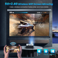 Projector with WiFi and Bluetooth, 5G Mini 1080P/ 4K Support Outdoor Movie Projector, 680 ANSI Ricilar Portable Home Theater Video Projector Compatible with Phone/ TV Stick/ USB (Screen not Included)