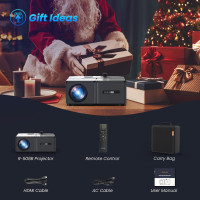 Projector with WiFi and Bluetooth, 5G Mini 1080P/ 4K Support Outdoor Movie Projector, 680 ANSI Ricilar Portable Home Theater Video Projector Compatible with Phone/ TV Stick/ USB (Screen not Included)