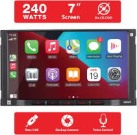 Dual Electronics DCPA71 7-inch Certified Apple Carplay Android Auto | Double DIN Touchscreen Car Stereo Radio | Bluetooth Hands Free Calling & Music Streaming | Backup Camera Input 7” Double Din Stereo
