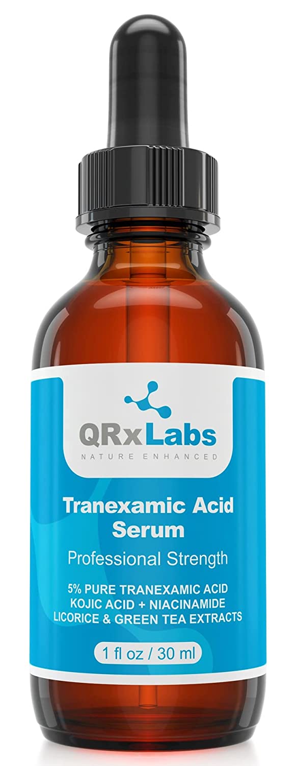 Tranexamic Acid Serum 5% (TXA) with Kojic Acid, Niacinamide & Licorice Extract | Fades Dark Spots, Discoloration | Topical Treatment for Hyperpigmentation | 1 fl oz Glass Bottle