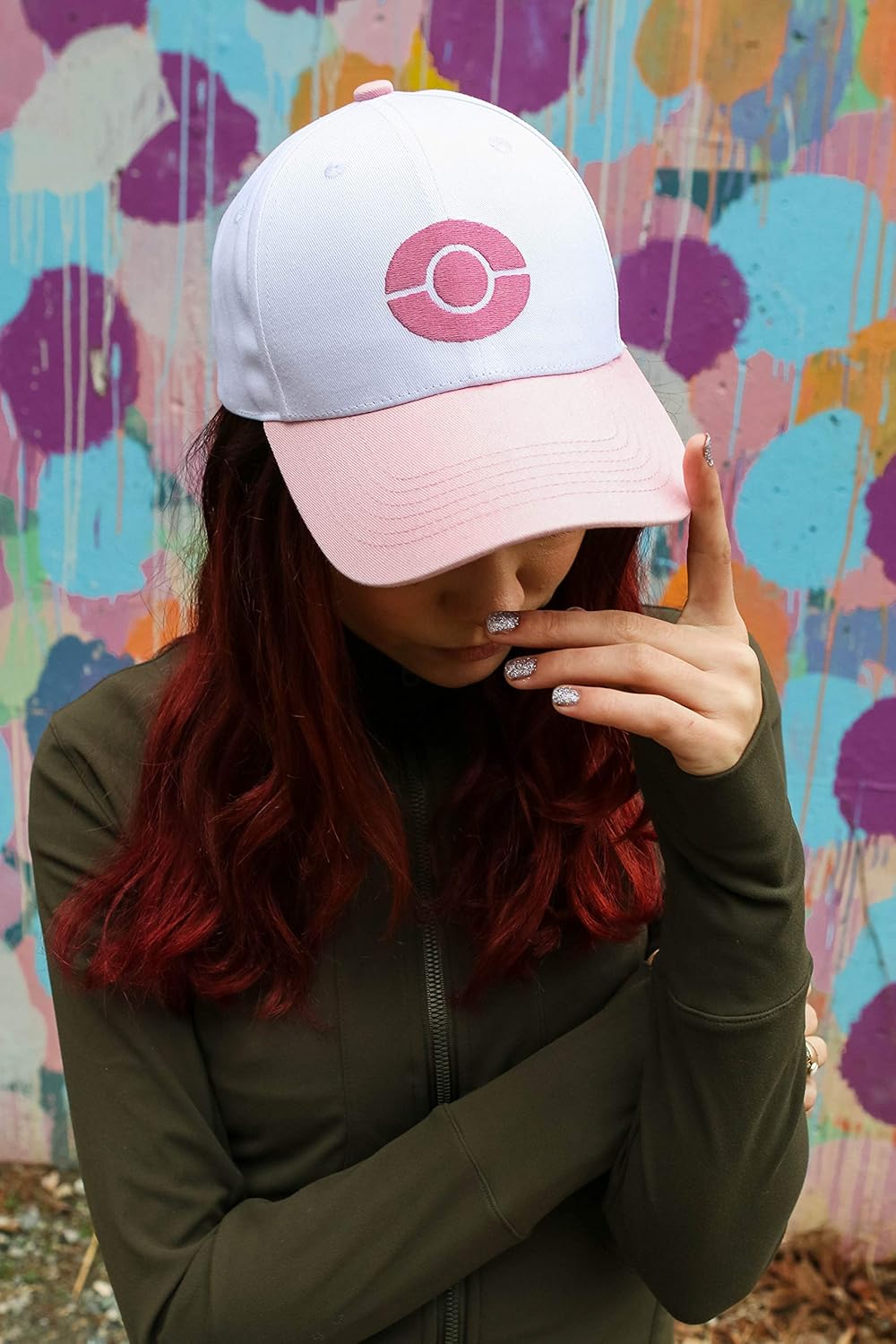 Trend Basics Embroidered Trainer Hilda/Hilbert Hat from The Black and White Series. - (Adjustable Plastic Strap) (Pink, White)