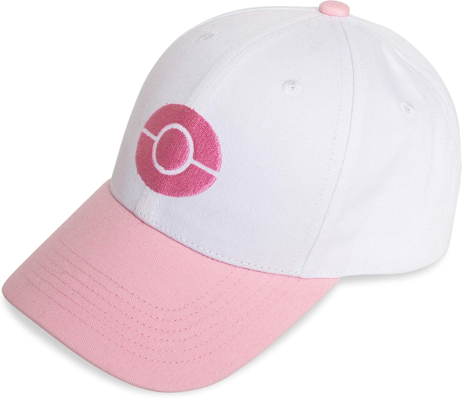 Trend Basics Embroidered Trainer Hilda/Hilbert Hat from The Black and White Series. - (Adjustable Plastic Strap) (Pink, White)