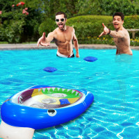 Pool Shark Ring Toss Games Toys Set, Summer Inflatable Floating Swimming for Kids Adults Family Party Water Carnival