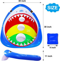 Pool Shark Ring Toss Games Toys Set, Summer Inflatable Floating Swimming for Kids Adults Family Party Water Carnival