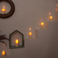 Amagic Flickering Flameless Candles, Moving Flame, Battery Operated LED Pillar Candles with Timer and Remote, Made of Wax-Like Frosted Plastic, Won't Melt, Ivory, Set of 8