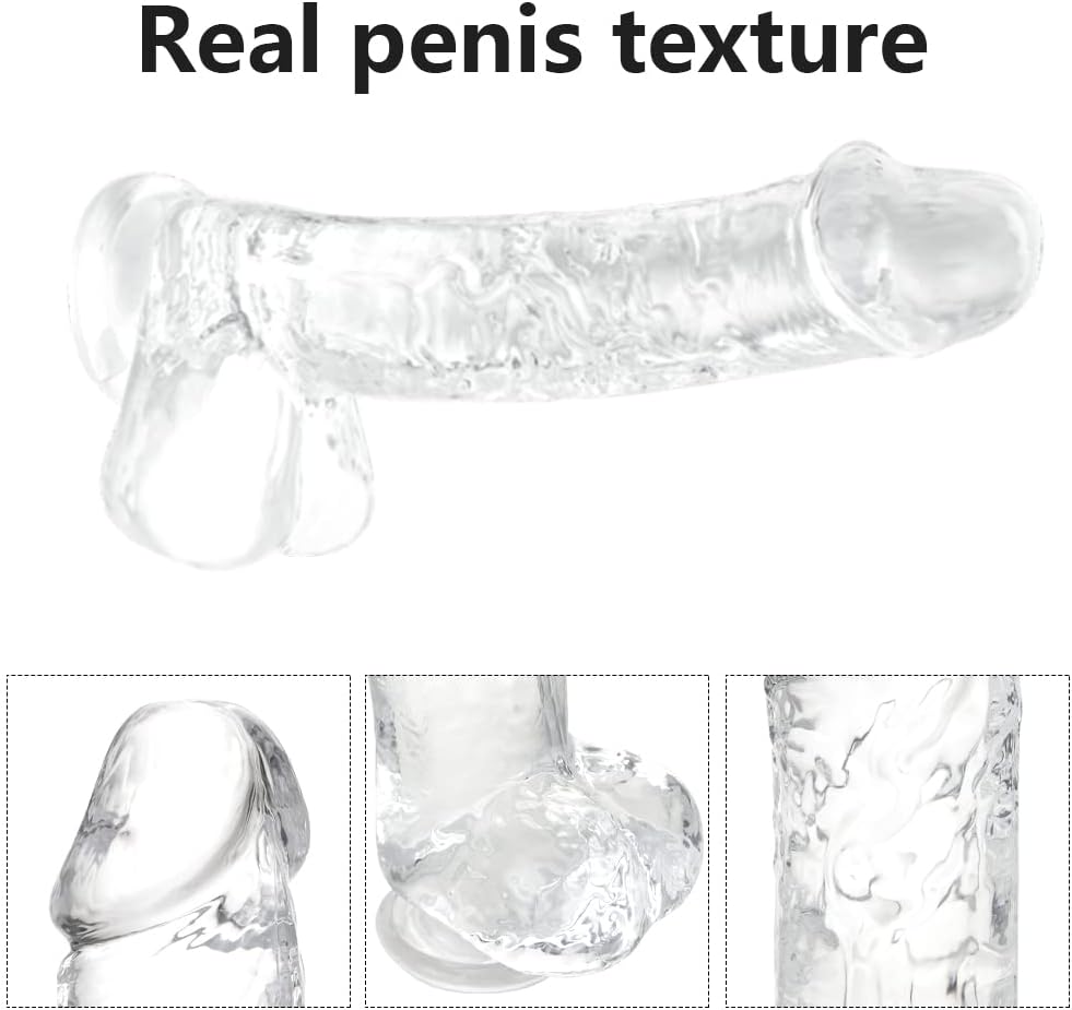 Small Realistic Clear 6 inch Cute Dildo,Adult Sex Toy with Suction Cup Dildo, Suitable for Beginner Women/Men/Gay with Thin and Slim Poke, can be Use for G-spot and Anal