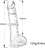 Small Realistic Clear 6 inch Cute Dildo,Adult Sex Toy with Suction Cup Dildo, Suitable for Beginner Women/Men/Gay with Thin and Slim Poke, can be Use for G-spot and Anal