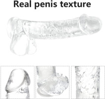 Small Realistic Clear 6 inch Cute Dildo,Adult Sex Toy with Suction Cup Dildo, Suitable for Beginner Women/Men/Gay with Thin and Slim Poke, can be Use for G-spot and Anal