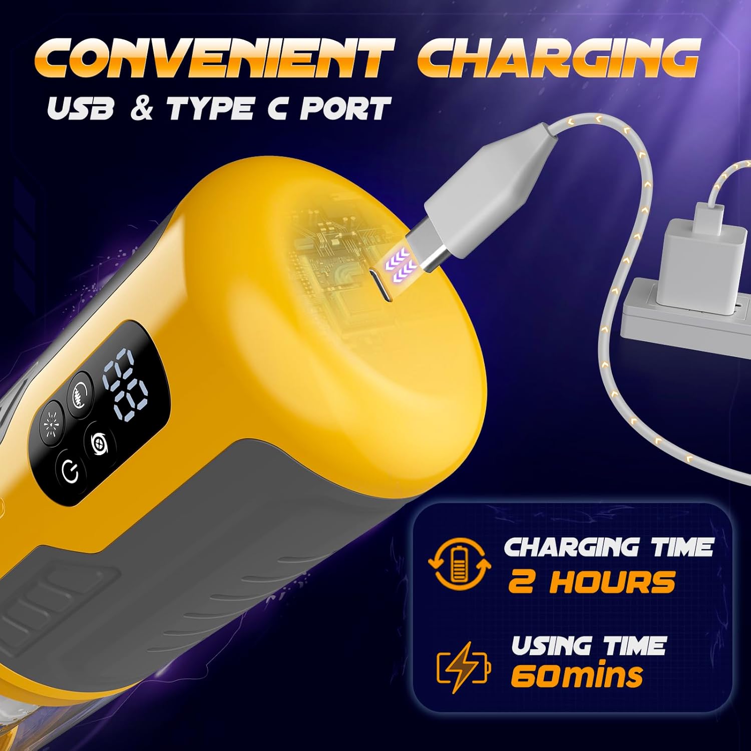 Male Sex Toys for Men - Sobtik Upgraded Male Masturbator Stroker with 7 Rotating & Thrusting & Vibrating & Licking, Anti-Slip Adult Toys with LCD Display One-Click Burst Penis Pump Sex Toy for Men Yellow