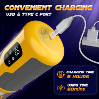 Male Sex Toys for Men - Sobtik Upgraded Male Masturbator Stroker with 7 Rotating & Thrusting & Vibrating & Licking, Anti-Slip Adult Toys with LCD Display One-Click Burst Penis Pump Sex Toy for Men Yellow