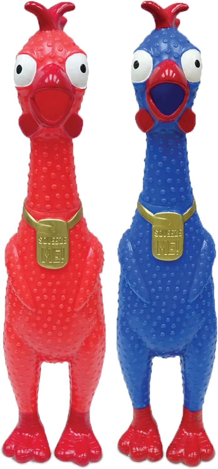 Animolds Squeeze Me Rubber Chicken Toy | Screaming Squeaky Chicken for Kids & Dogs | Novelty Prank Gag Gift (6 Pack Solid)
