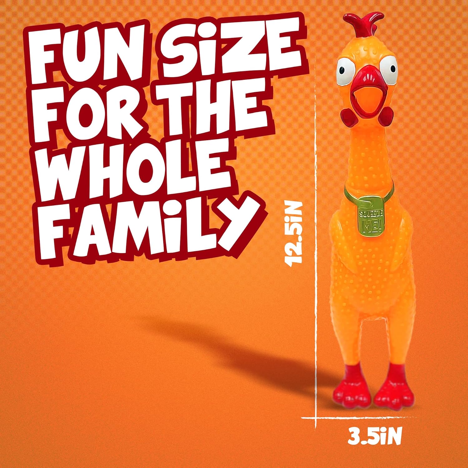 Animolds Squeeze Me Rubber Chicken Toy | Screaming Squeaky Chicken for Kids & Dogs | Novelty Prank Gag Gift (6 Pack Solid)