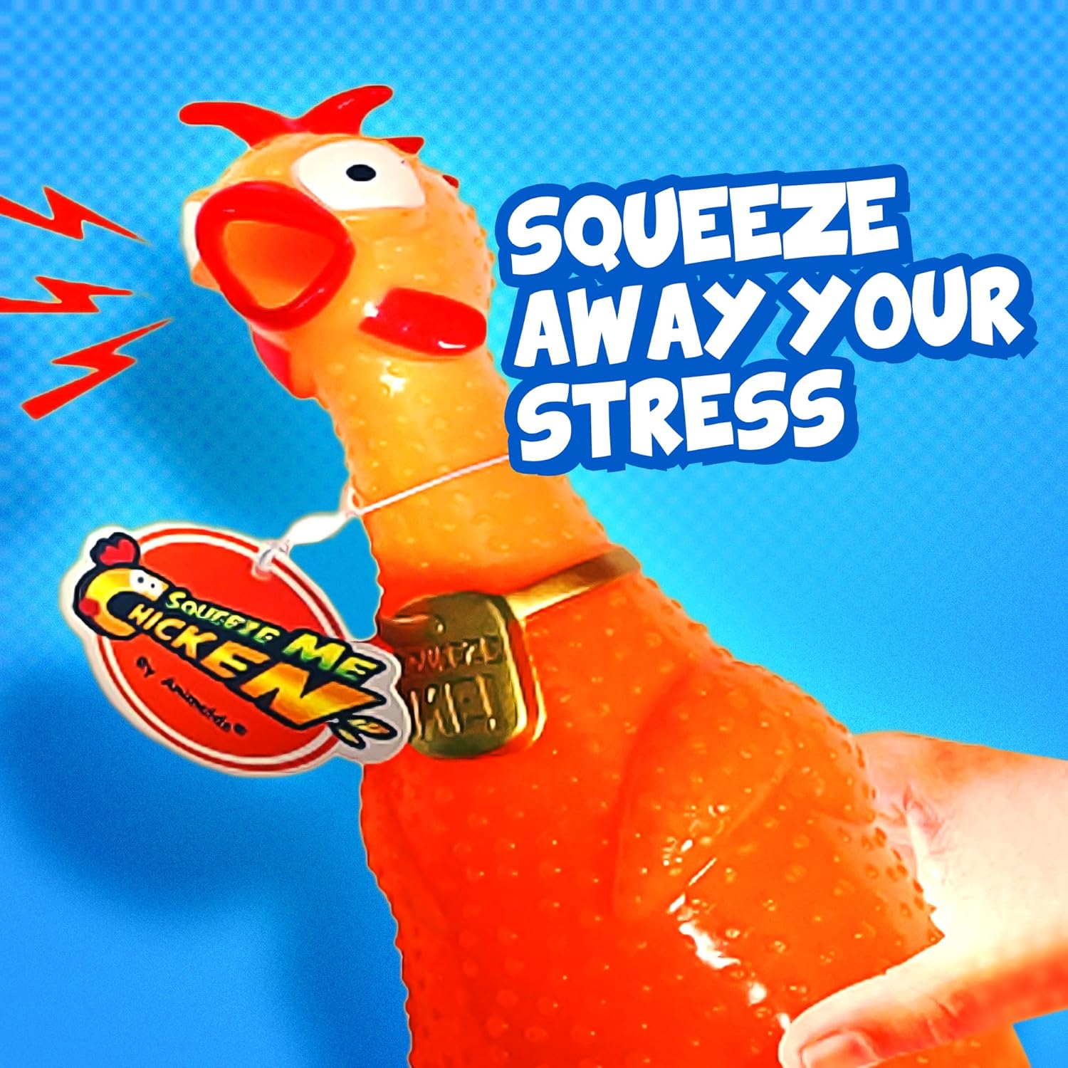 Animolds Squeeze Me Rubber Chicken Toy | Screaming Squeaky Chicken for Kids & Dogs | Novelty Prank Gag Gift (6 Pack Solid)