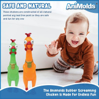 Animolds Squeeze Me Rubber Chicken Toy | Screaming Squeaky Chicken for Kids & Dogs | Novelty Prank Gag Gift (6 Pack Solid)