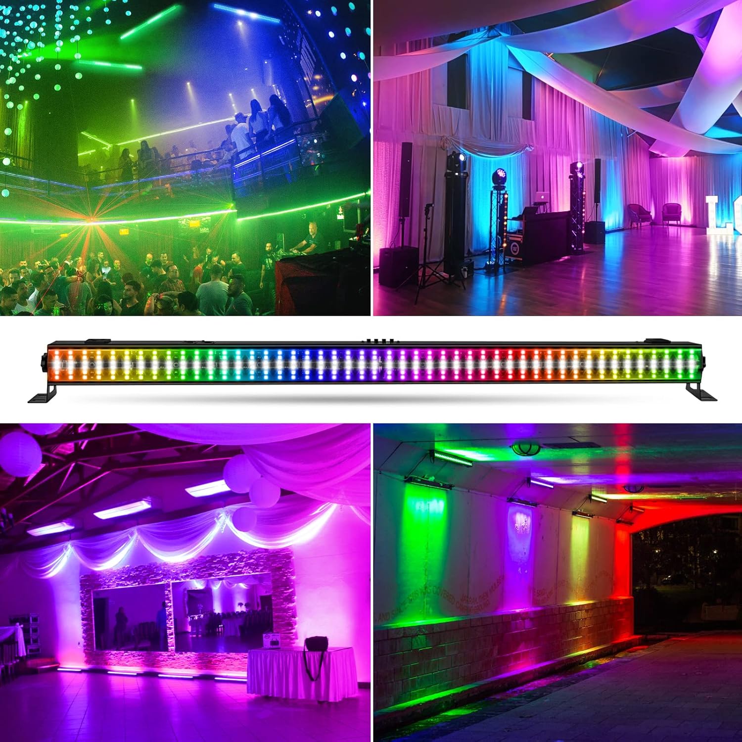 LED Stage Wash Light Bar - 100W 288LEDs RGBW DJ Light Bar with Chasing Function Pixel Mapping Strobe Lighting Effects Uplights for Events Concert Music Live Show Wedding Party Stage Lighting 288LEDs Wash Light