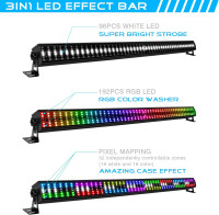 LED Stage Wash Light Bar - 100W 288LEDs RGBW DJ Light Bar with Chasing Function Pixel Mapping Strobe Lighting Effects Uplights for Events Concert Music Live Show Wedding Party Stage Lighting 288LEDs Wash Light
