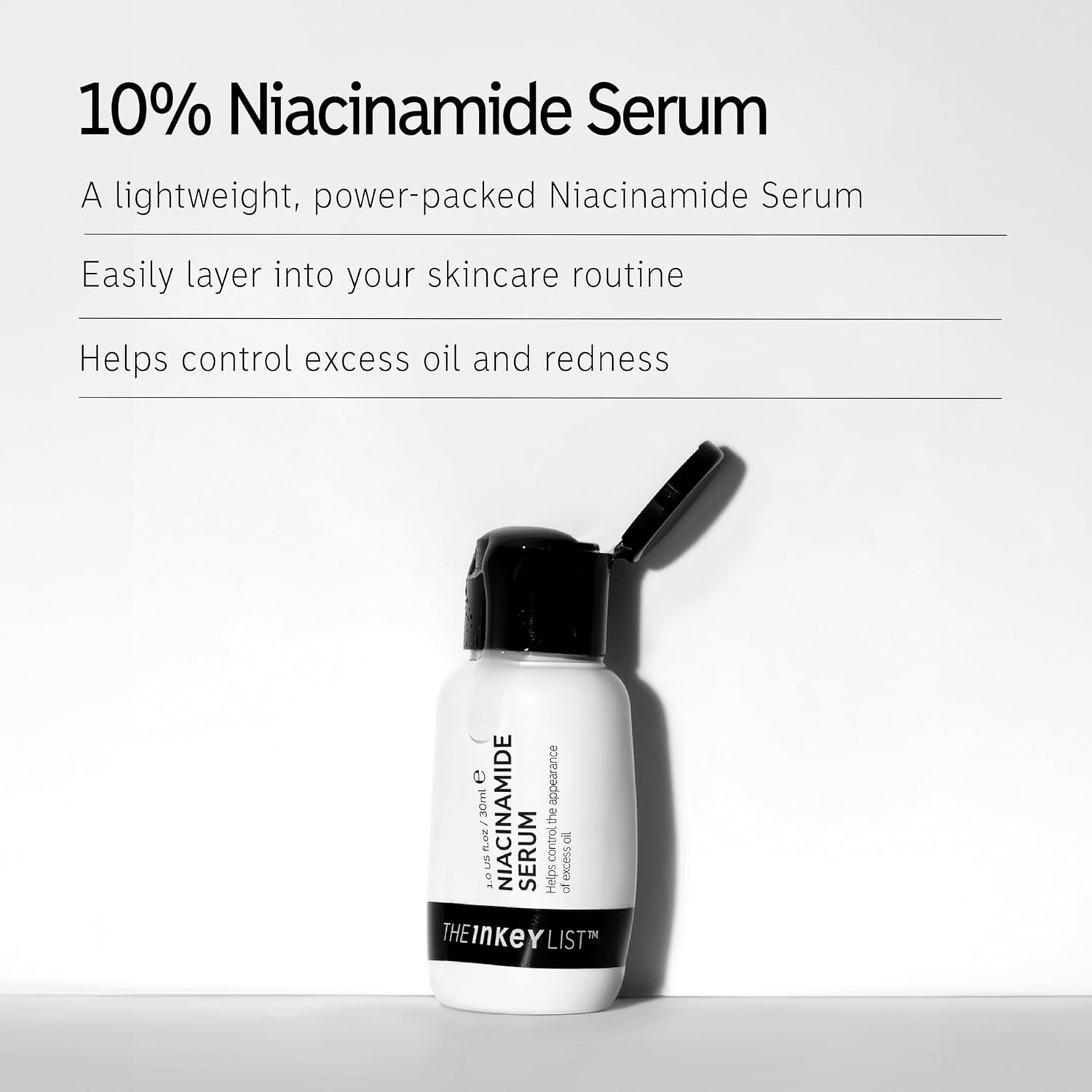 The INKEY List 10% Niacinamide Serum, Lightweight Oil Control Serum Helps with Blemishes and Appearance of Redness, Hydrating 1% Hyaluronic Acid 30ml, 1 fl oz 1 Fl Oz (Pack of 1)