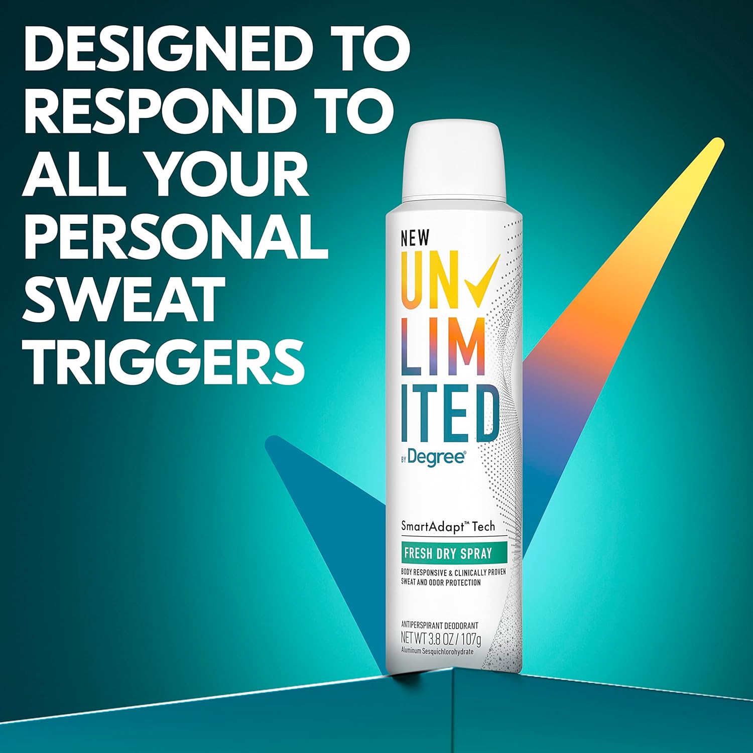 Degree Unlimited Antiperspirant Deodorant Dry Spray Fresh 2 Count Long-Lasting Sweat & Odor Protection with Antiperspirant Technology SmartAdapt Tech 3.8 oz