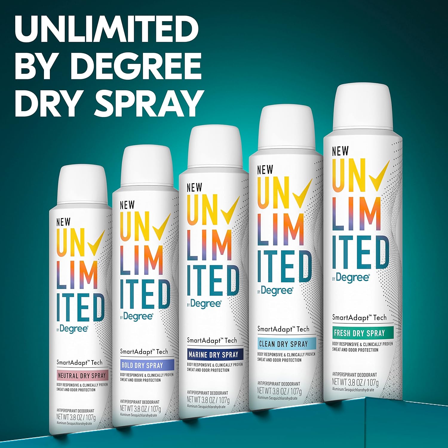 Degree Unlimited Antiperspirant Deodorant Dry Spray Fresh 2 Count Long-Lasting Sweat & Odor Protection with Antiperspirant Technology SmartAdapt Tech 3.8 oz