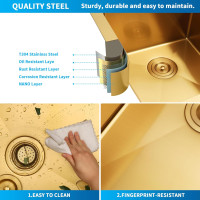 Zeesink Double Bowl Kitchen Sink,Drop in Kitchen Sink 33 X 22 inch,Gold Kitchen Sink,Top Mount Kitchen Sink,16 Gauge Stainless Steel Kitchen Sinks Drop In 33