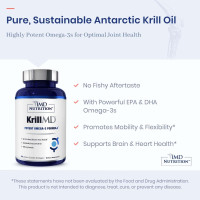 1MD Nutrition KrillMD - Antarctic Krill Oil Omega 3 Supplement with Astaxanthin, EPA, DHA | 2X More Effective Than Fish Oil | 60 Softgels 60 Count (Pack of 1)