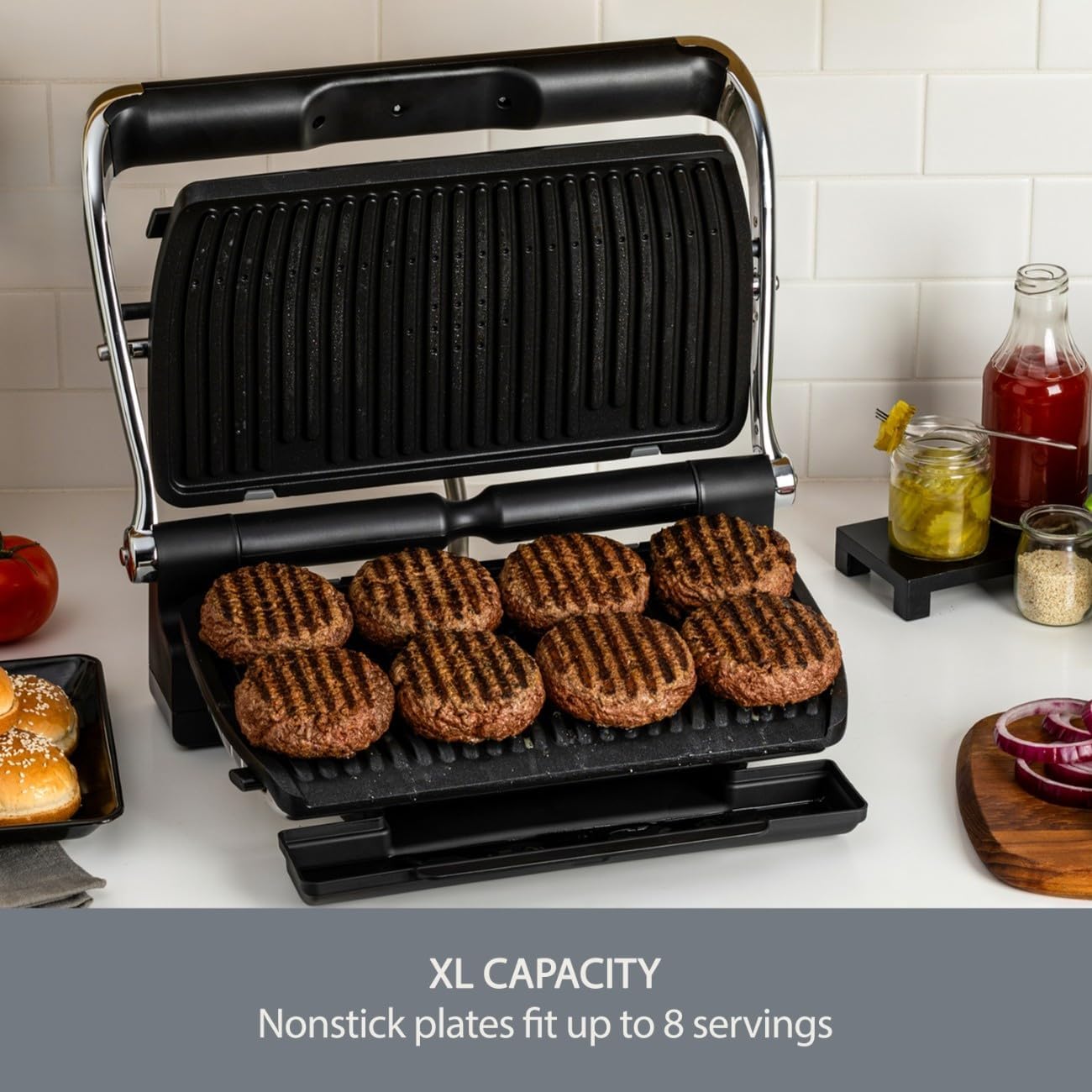 All-Clad Electric Indoor Grill, AutoSense Stainless Steel Panini Grill Press Sandwich Maker, Automatic 1800W Smokeless, Removable Plates, Dishwasher Safe