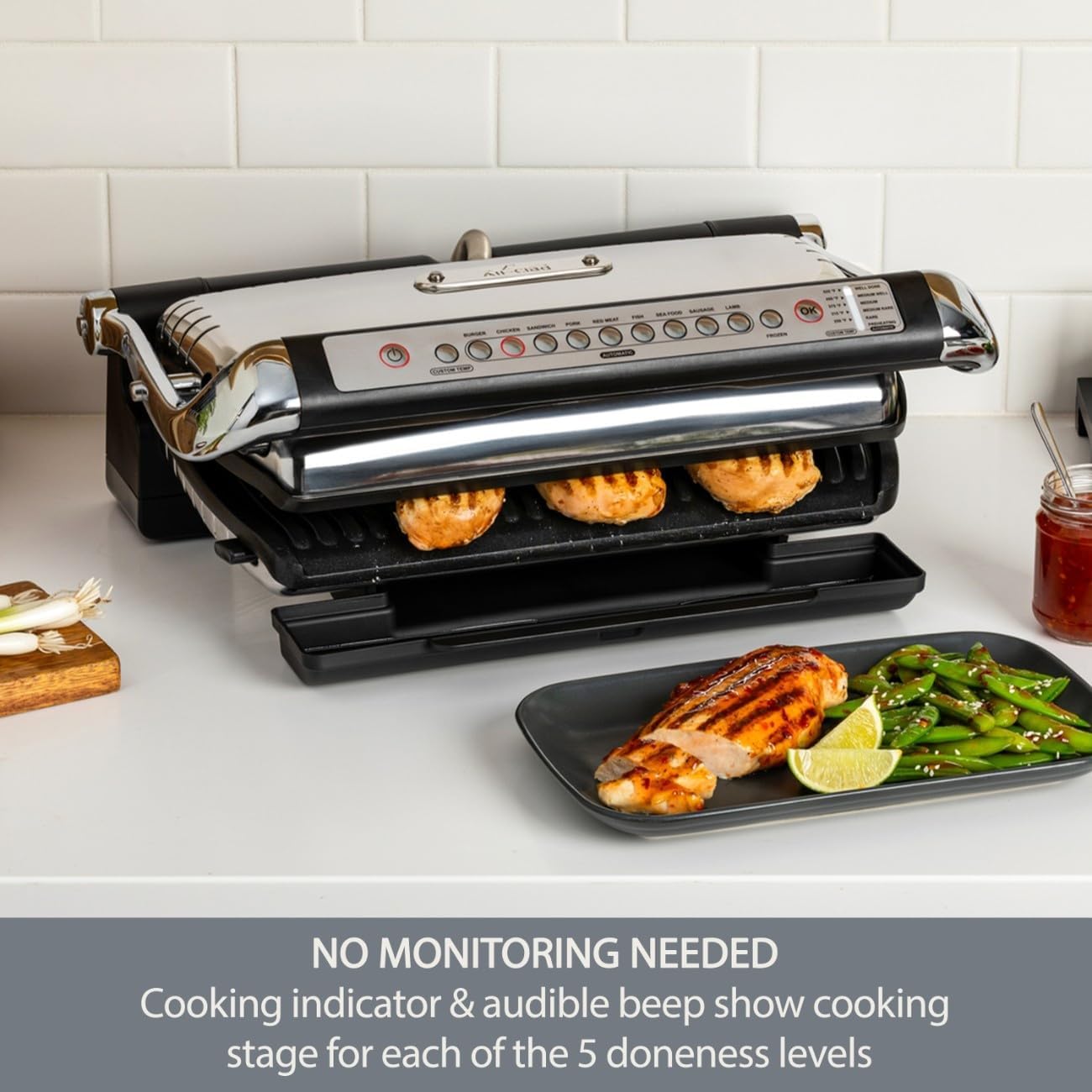 All-Clad Electric Indoor Grill, AutoSense Stainless Steel Panini Grill Press Sandwich Maker, Automatic 1800W Smokeless, Removable Plates, Dishwasher Safe