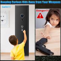 Biometric Fireproof Rifle Gun Safe, 77LB Heavy Duty Gun Safes for Home Rifle and Pistols, Quick Access Anti-Theft Gun Cabinet with 3 Handgun Pocket, LED Light, Removable Shelf