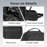 HUNTIT Tactical Range Backpack for Handguns and Ammo with 5 Pistol Cases Gun Backpack Shooting Backpack Pistol Range Bag with Waterproof Rain Cover(Black)