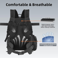 HUNTIT Tactical Range Backpack for Handguns and Ammo with 5 Pistol Cases Gun Backpack Shooting Backpack Pistol Range Bag with Waterproof Rain Cover(Black)