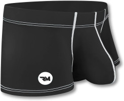 Real Men Pouch Boxer Briefs 3 Inch Inseam - Nylon Ice Silk - ABCD Custom Pouch Size - Waist XS-5XL D Pouch 3X-Large 1pk 3in Black W White Stitch