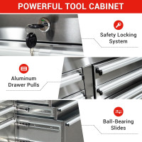 CT 96 Inch Mobile Workbench with 24 Storage Drawers, Rolling Tool Chest, Large Toolbox with Wheels for Garage Silver