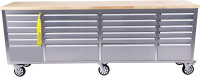 CT 96 Inch Mobile Workbench with 24 Storage Drawers, Rolling Tool Chest, Large Toolbox with Wheels for Garage Silver