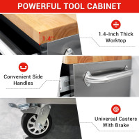 CT 96 Inch Mobile Workbench with 24 Storage Drawers, Rolling Tool Chest, Large Toolbox with Wheels for Garage Silver