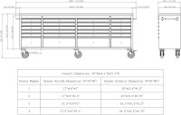 CT 96 Inch Mobile Workbench with 24 Storage Drawers, Rolling Tool Chest, Large Toolbox with Wheels for Garage Silver