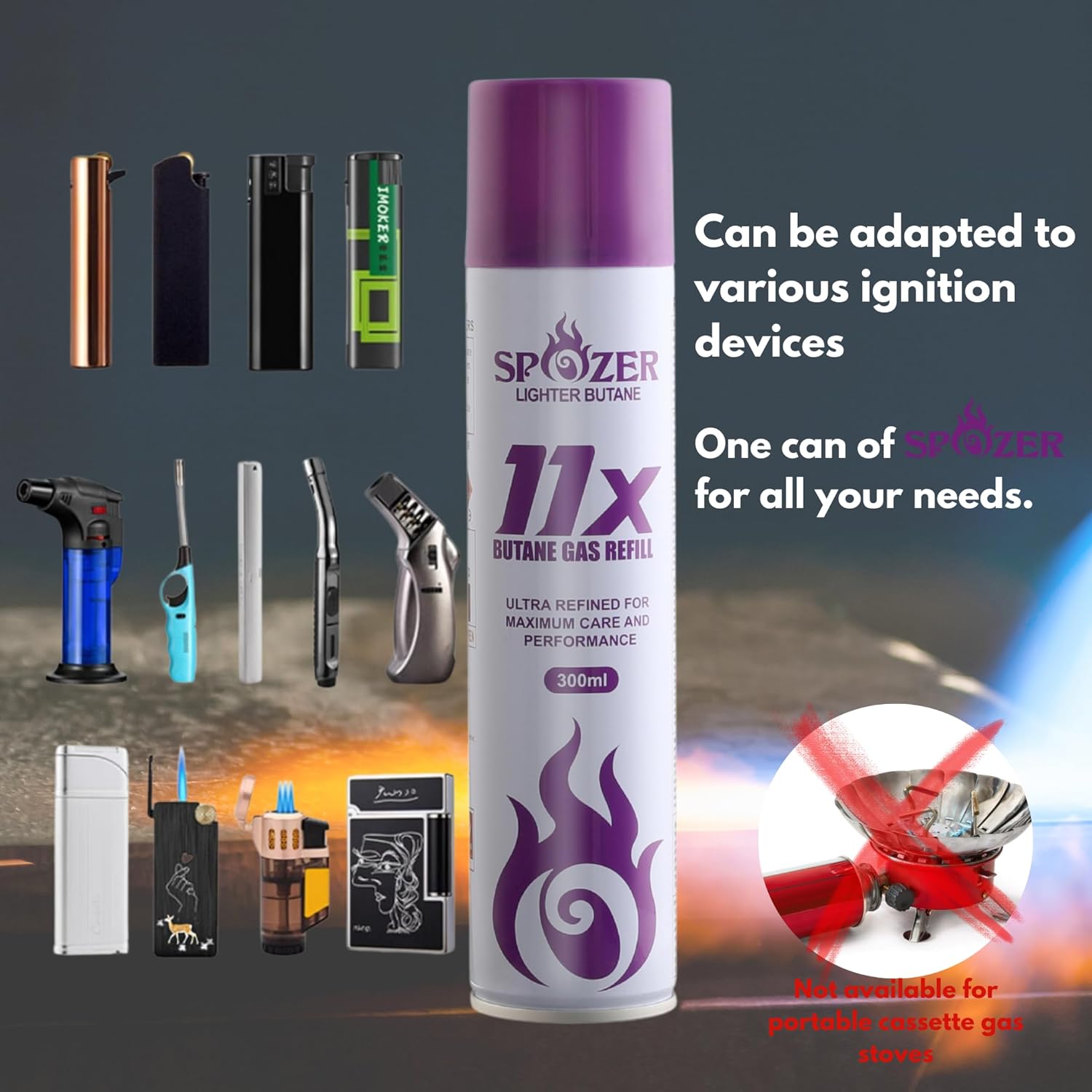 11X Premium Butane Fuel, Universal 99.99% Ultra Pure Butane Gas for Lighters, 300ml(10.14 Oz) Cans, One Display Box(Pack of 12) 12 CANS