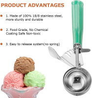 Ice Cream Scoop with Trigger, Large Size Cookie Scoop Stainless Steel Ice Cream Scooper for Kids & Families (Large Size - 5.2Tbsp) Large Scoop
