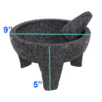 ematik Molcajete 9” Mortar & Pestle Salsera Salsa Guacamole Tejolote Lavastone Aztec Mayan Toltec Volcanic Rock Ancient