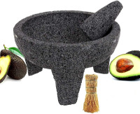 ematik Molcajete 9” Mortar & Pestle Salsera Salsa Guacamole Tejolote Lavastone Aztec Mayan Toltec Volcanic Rock Ancient