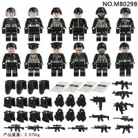 M809A 809B police building block figurines, black special police figurines, small particle assembled toy bags for distribution