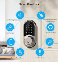 Veise Smart Lock, Keyless Entry Door Lock, Smart Locks for Front Door with APP Control, Electronic Digital Lock with Touchscreen Keypad Set, Smart Deadbolt, Auto Lock, Easy Installation, Satin Nickel