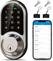 Veise Smart Lock, Keyless Entry Door Lock, Smart Locks for Front Door with APP Control, Electronic Digital Lock with Touchscreen Keypad Set, Smart Deadbolt, Auto Lock, Easy Installation, Satin Nickel