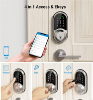 Veise Smart Lock, Keyless Entry Door Lock, Smart Locks for Front Door with APP Control, Electronic Digital Lock with Touchscreen Keypad Set, Smart Deadbolt, Auto Lock, Easy Installation, Satin Nickel