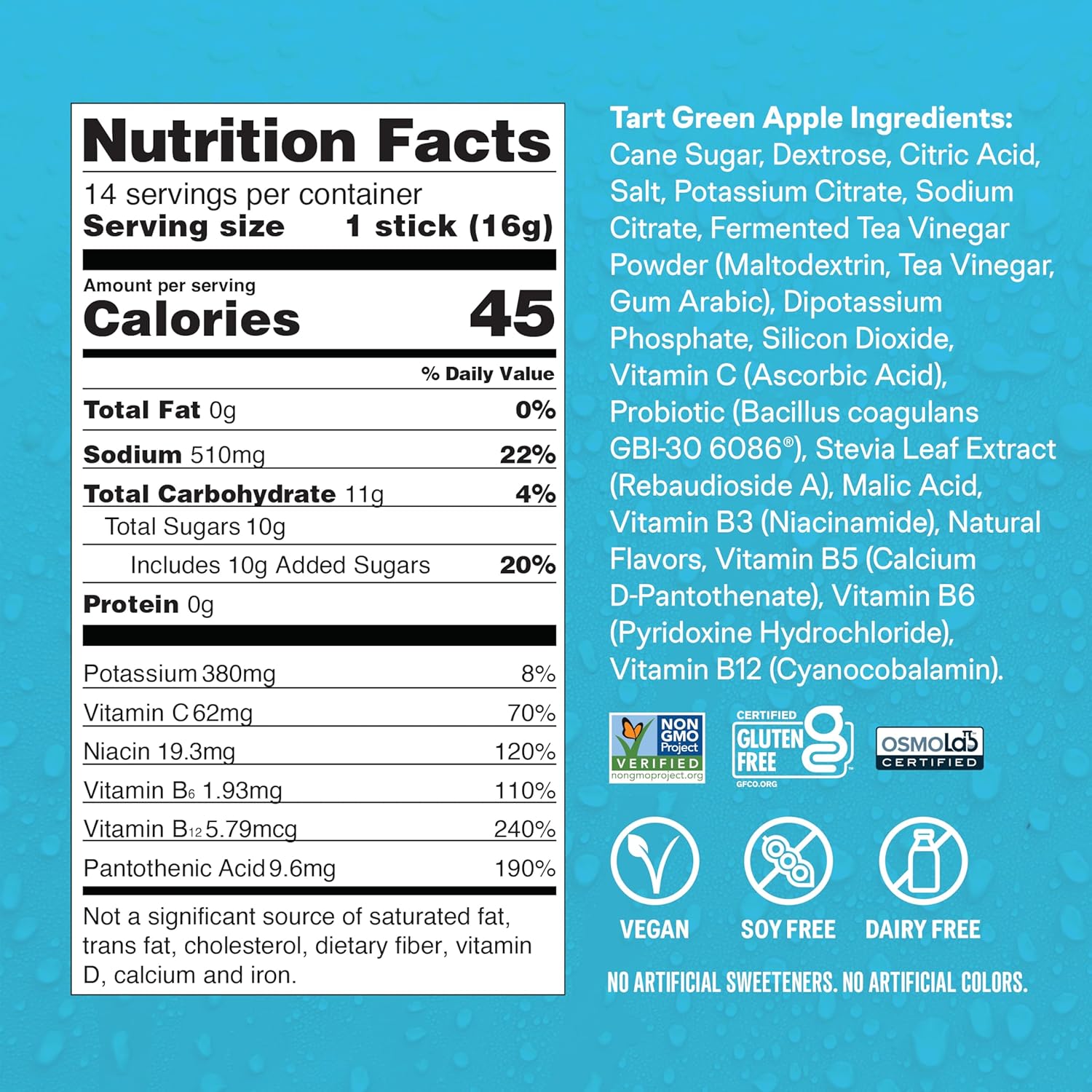 Liquid I.V.® Hydration Multiplier® + Probiotic Kombucha - Tart Green Apple - Hydration Powder Packets | Electrolyte Drink Mix | Easy Open Single-Serving Stick | Non-GMO | 14 Servings (Pack of 1) 14 Pound (Pack of 1)