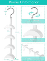 Purse Hanger for Closet - Rotating Handbag Hanging Hook Bag Storage Space Saver with 4 Hooks, Hanging Organizer for Scarf Handbag Belt