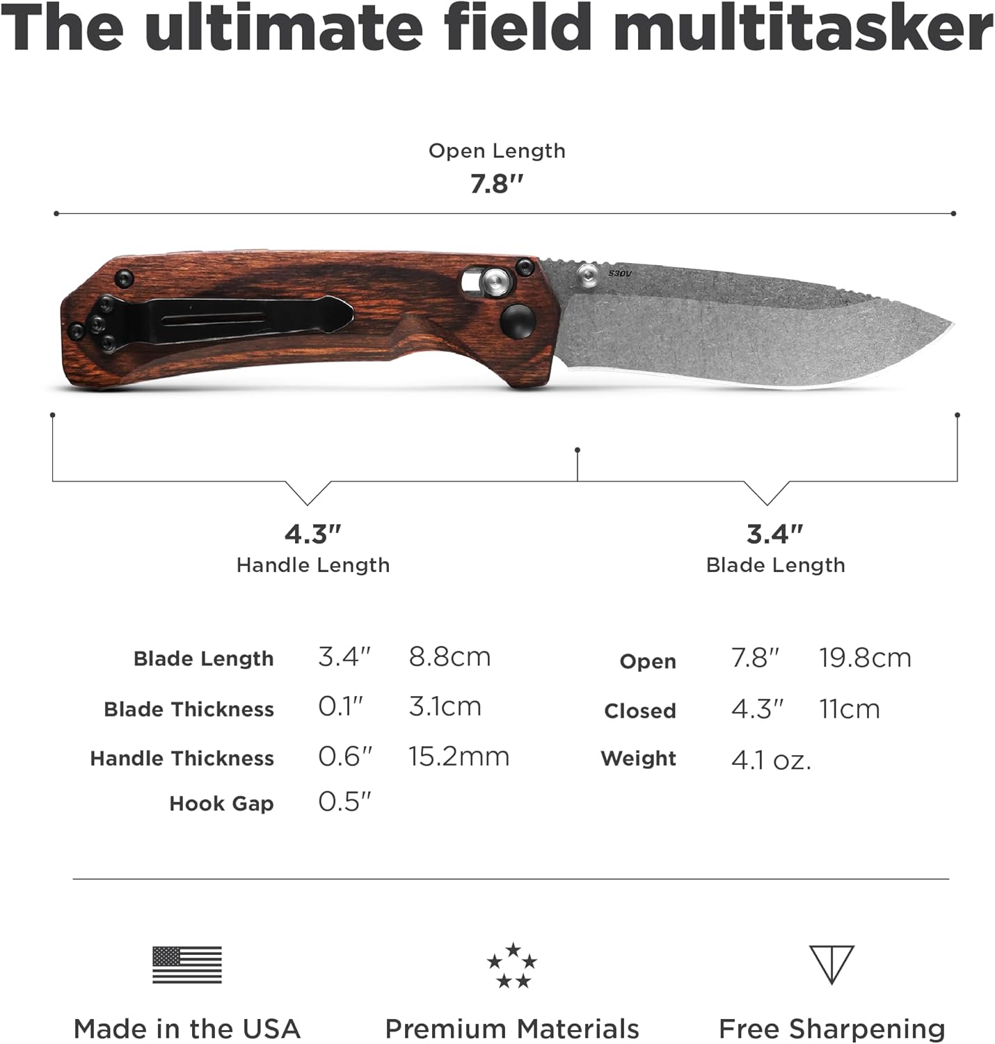 Benchmade - Grizzly Creek 15060-2 Hunting Knife with Wood Handle (15060-2)