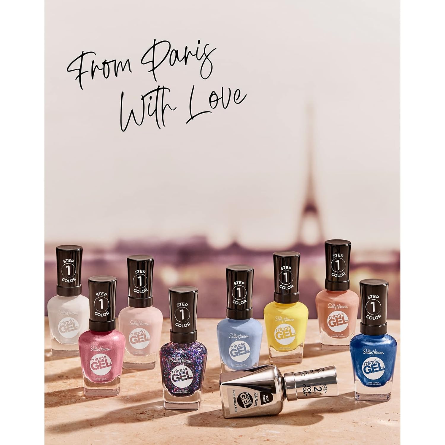Sally Hansen Miracle Gel™, Travel Seekers First Glass, Long Lasting, Gel-Like Formula, No UV Lamp Needed, Pink Nail Polish FIRST GLASS 0.5 Fl Oz (Pack of 1)