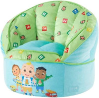 Idea Nuova Cocomelon Blue Round Bean Bag Chair for Kids, Ages 3+, Large